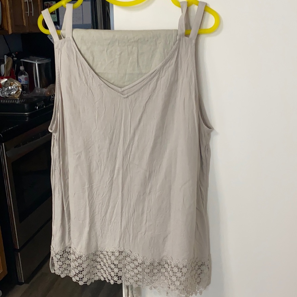 Linen beige tank style Top and dress pants set